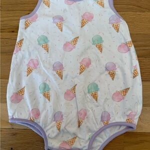 Toddler Ice Cream Print One-Piece Romper - White & Pastel